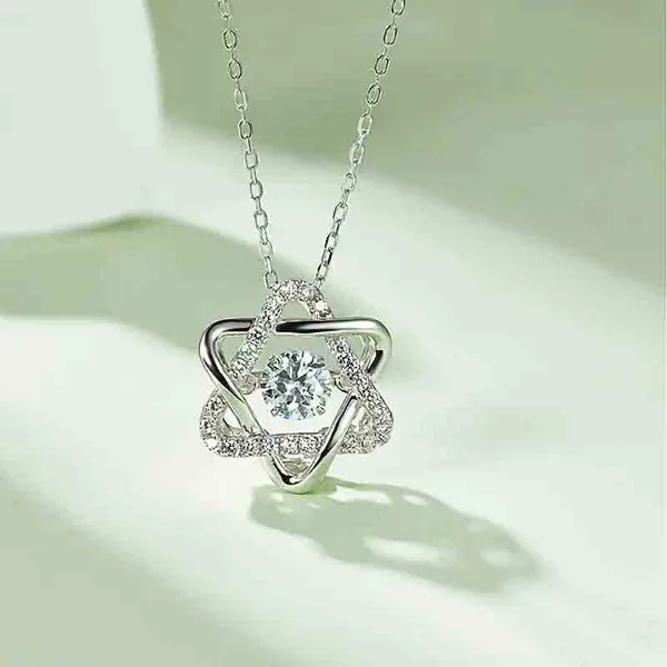   Live star pendant necklace for women six-pointed star zircon niche jewelry fashion design jewelry