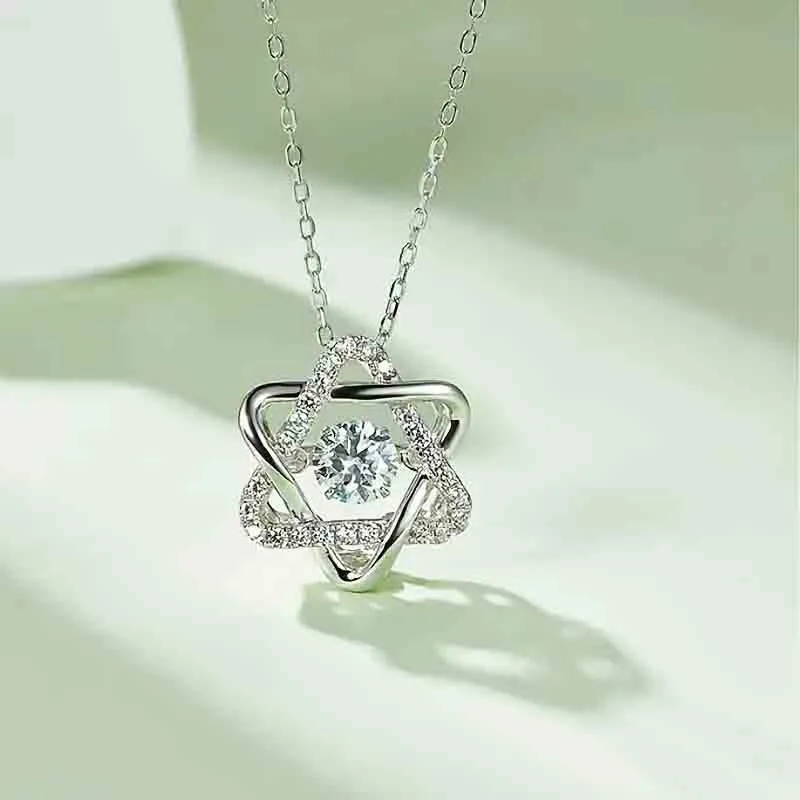   Live star pendant necklace for women six-pointed star zircon niche jewelry fashion design jewelry
