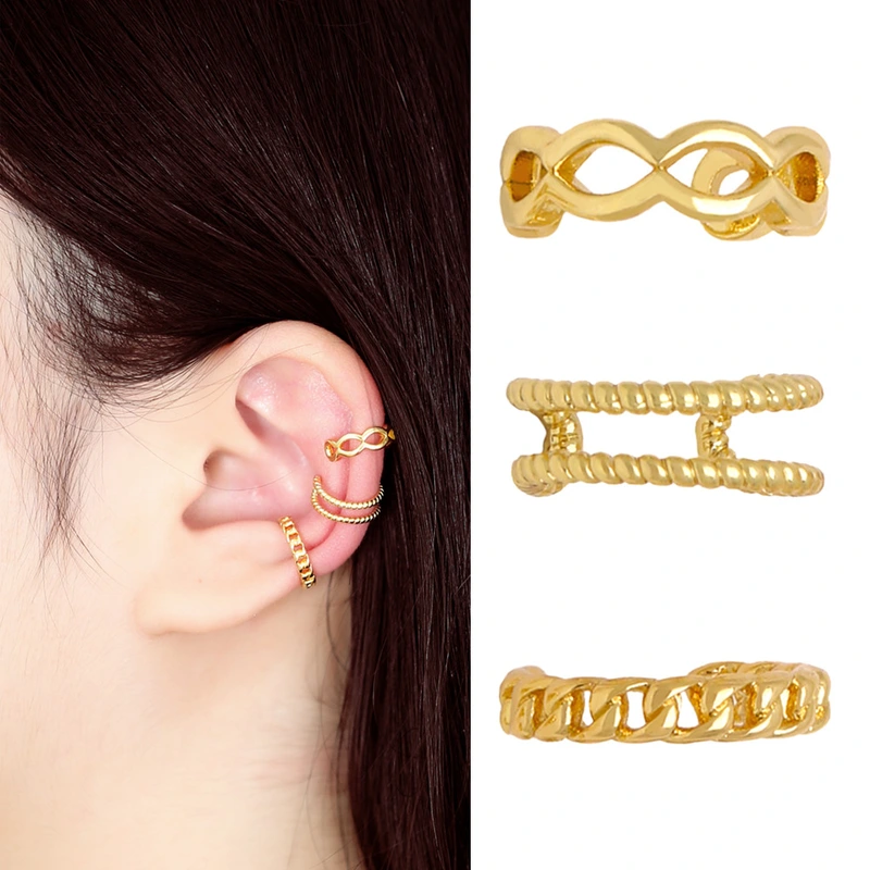 European and American jewelry personality simple no piercing ear clip female fashion cold style geometric ear bone clip ers41