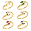 Open ring women's fashion temperament niche design colorful zircon ring versatile simple hand jewelry rij04