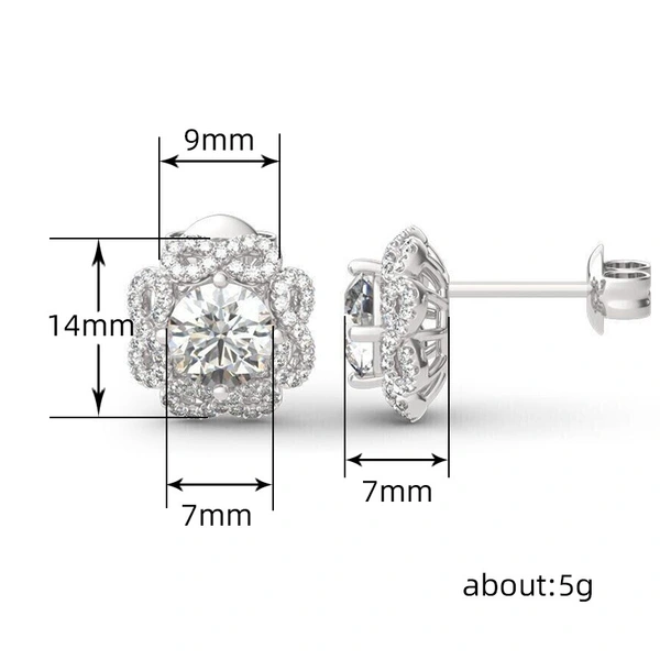 Fashionable and popular earrings with micro-inlaid zircon flowers, gorgeous and popular women's earrings, small and compact for daily commuting