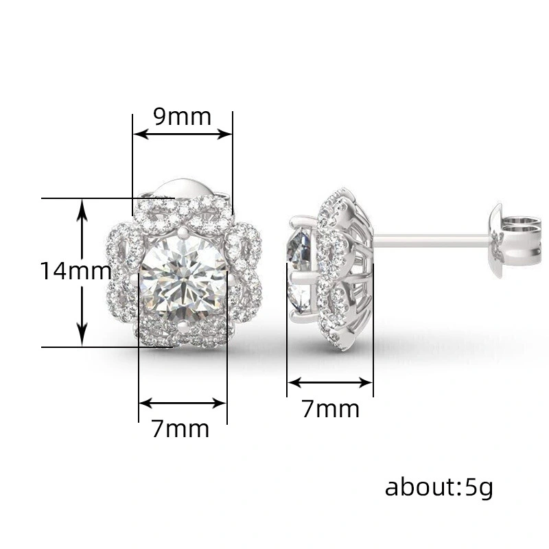 Fashionable and popular earrings with micro-inlaid zircon flowers, gorgeous and popular women's earrings, small and compact for daily commuting