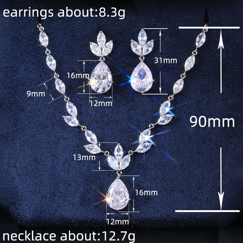 Live streaming source of fashionable women's zircon earrings and necklaces, high-quality jewelry for delivery