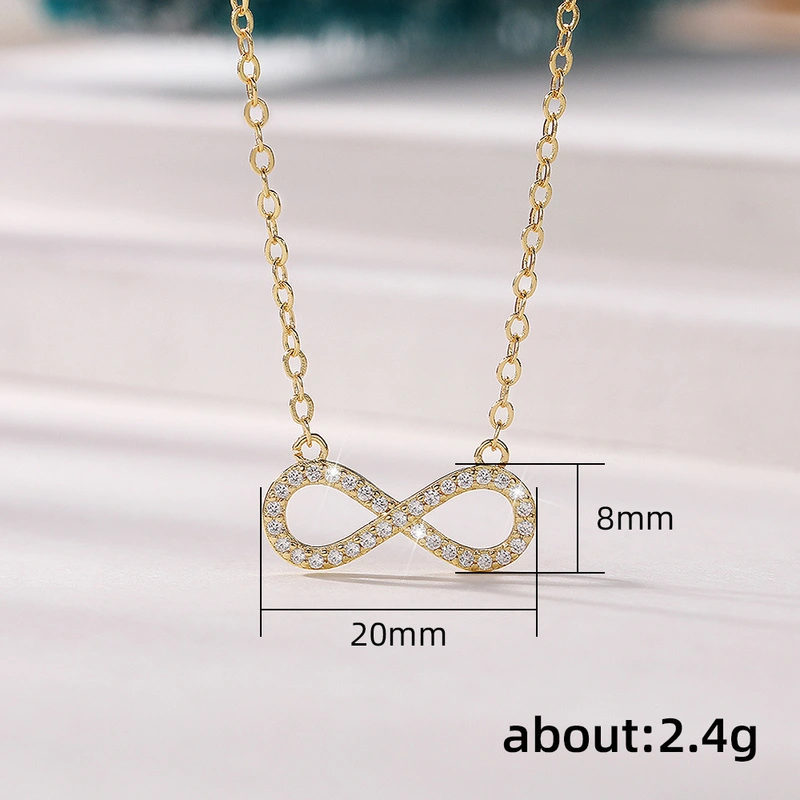 Infinite Love 8-shaped necklace full of diamonds twisted heart diamond women's elegant and versatile temperament fast shaking live broadcast money jewelry