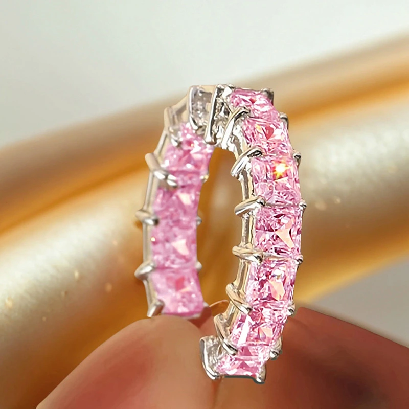 European and American fashion micro-inlaid square super shiny zircon earrings light luxury temperament circle earrings women's versatile earrings