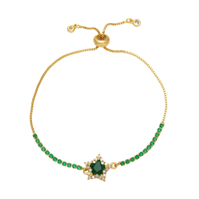 European and American simple fashion star bracelet female niche design inlaid with colored zircon adjustable bracelet brk92