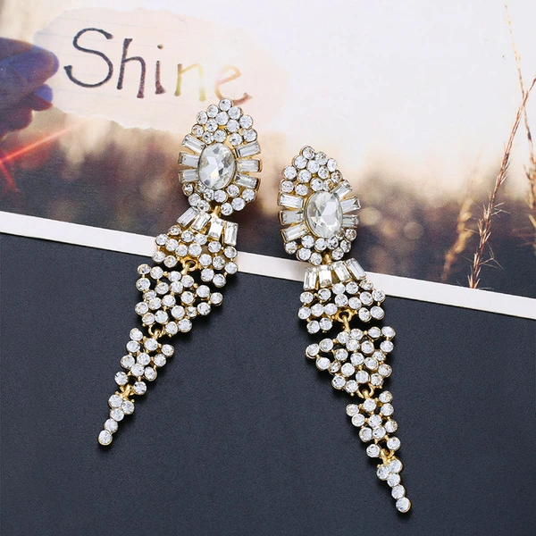 AS jewelry European and American simple tassel water drop earrings women's wedding crystal earrings earrings wholesale ern57