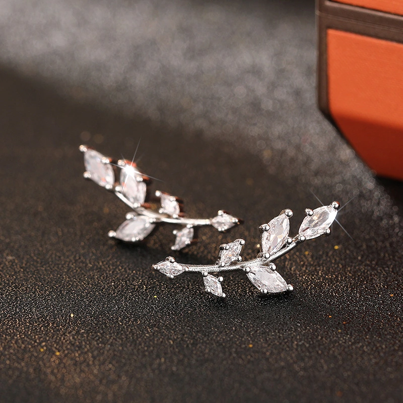  Manufacturers wholesale wheat ear earrings for women, personalized daily matching accessories inlaid with zircon leaf jewelry