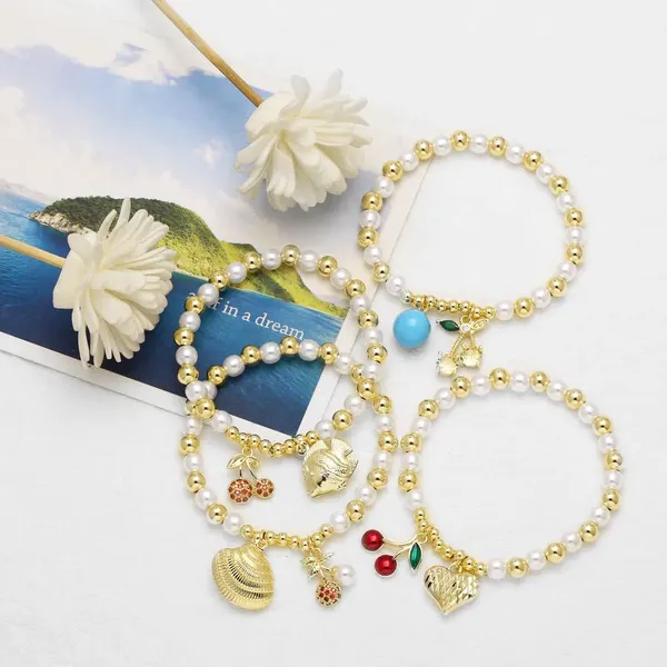 AS jewelry hot selling pearl fruit cherry shell pendant bracelet female gold-plated hand jewelry brd06