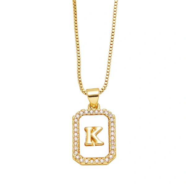 AS jewelry European and American new shell cube 26 English letters necklace clavicle chain female nkb581