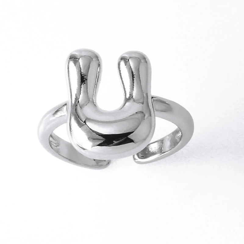 AS jewelry European and American hot selling 26 English letters ring female copper plated 18k gold open ring rih05