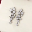 Japanese and Korean fresh and super shiny micro-inlaid zircon earrings diamond round square geometric earrings bridal earrings
