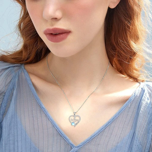 Hot selling imitation moonstone necklace for women, mother's love design jewelry, elegant and exquisite daily jewelry