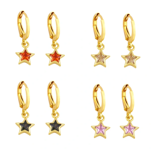 Clearance five-pointed star earrings temperament inlaid zircon simple earrings European and American trend personality star earrings ery71