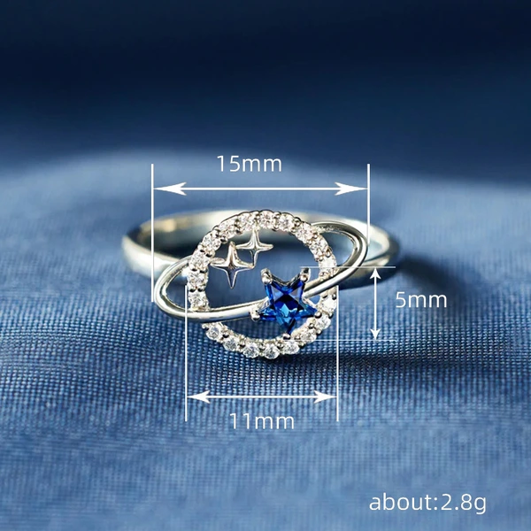  European and American design ring planet star fashion ring female inlaid zircon super hot accessories
