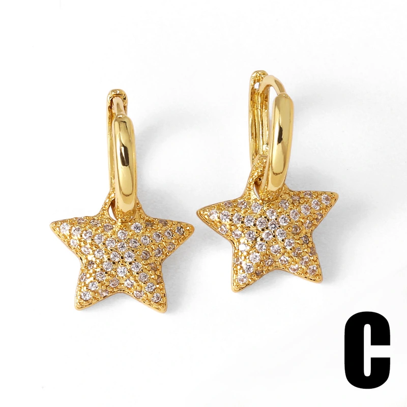 New hot selling butterfly earrings for women gold-plated and inlaid with zircon five-pointed star love earrings ert76