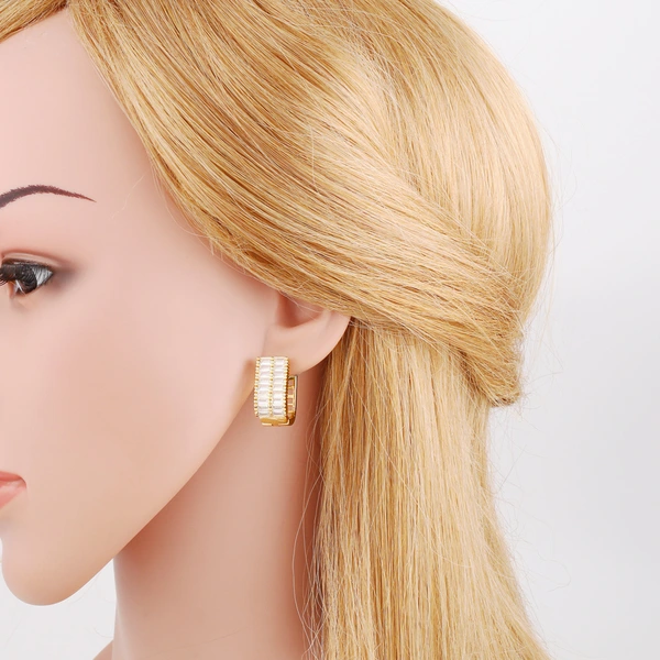 Jewelry square earrings female copper plated real gold inlaid zircon earrings era319