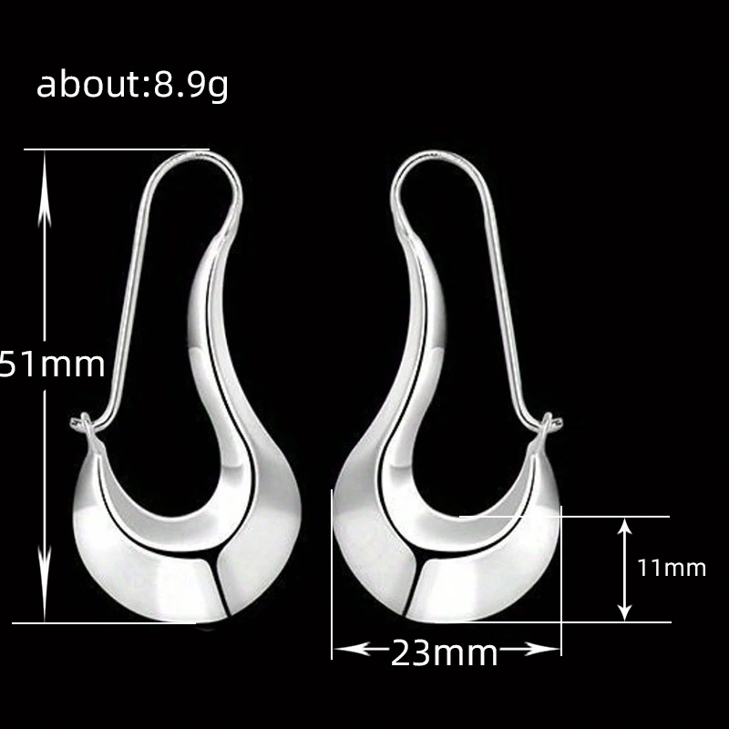 Special-shaped glossy earrings, Japanese and Korean personality, fashionable and versatile earrings, metallic Temu hot-selling ear hooks
