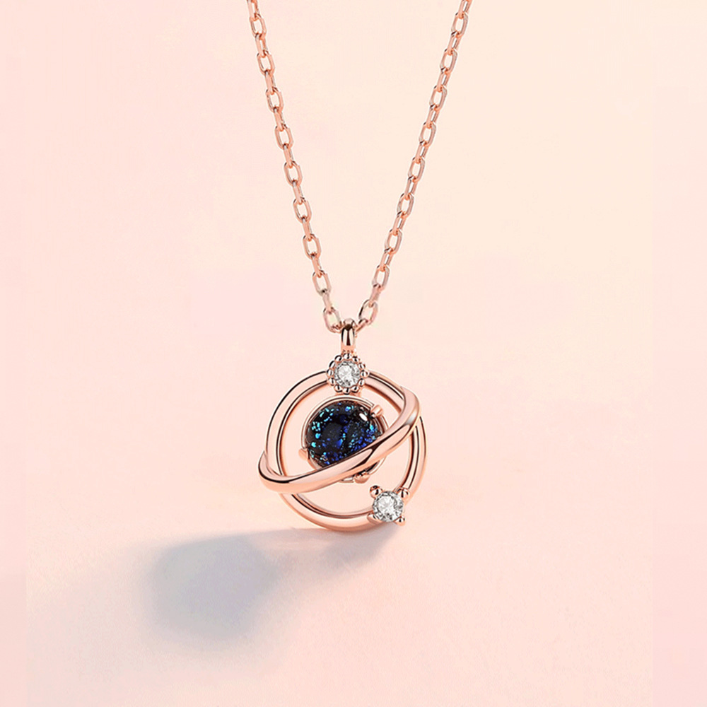 New Dream Planet Necklace Forest Short Clavicle Chain Diamond Pendant Women's Glass Starry Sky Necklace