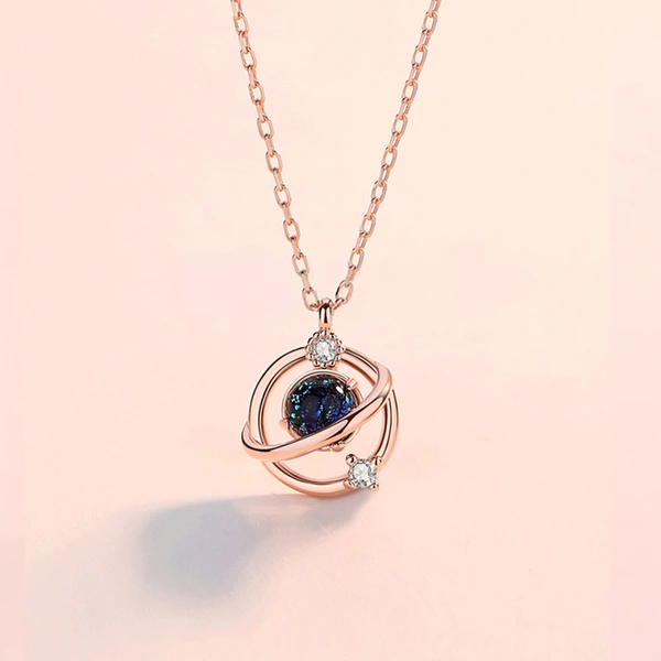 New Dream Planet Necklace Forest Short Clavicle Chain Diamond Pendant Women's Glass Starry Sky Necklace