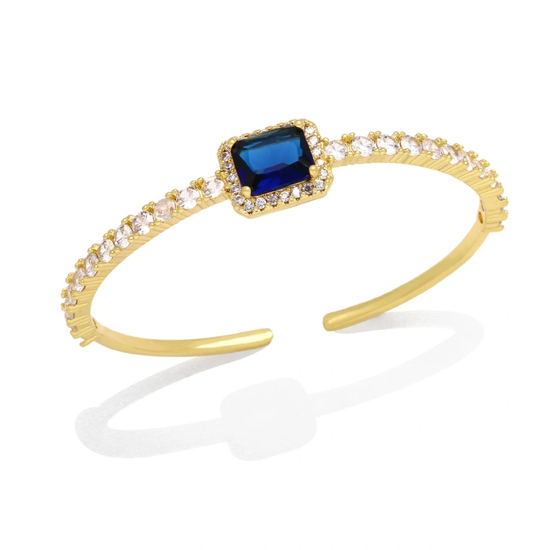 Light luxury super flash zircon bracelet niche design square diamond cold style exquisite open bracelet female trend brj69