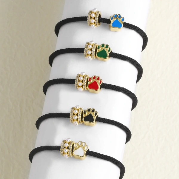 AS jewelry European and American simple fashion pearl dog paw oil drop pendant black hand rope bracelet female bra26