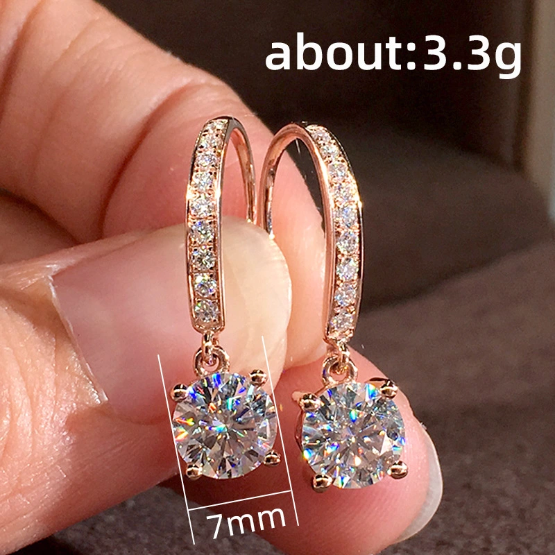 New four-claw shining eight hearts and eight arrows zircon hook European and American wedding engagement earrings for women