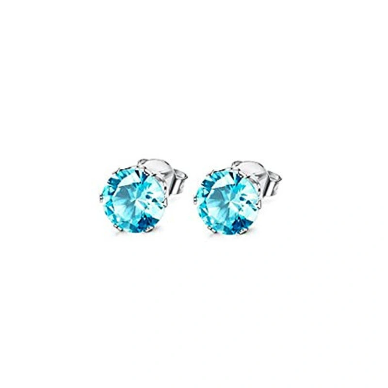 Hot selling classic six-claw colorful zircon earrings for men and women, mini colored gemstone earrings