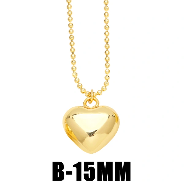 Hot selling three-dimensional smooth heart necklace European and American cool style Internet celebrity personality hip-hop clavicle necklace female nkn12