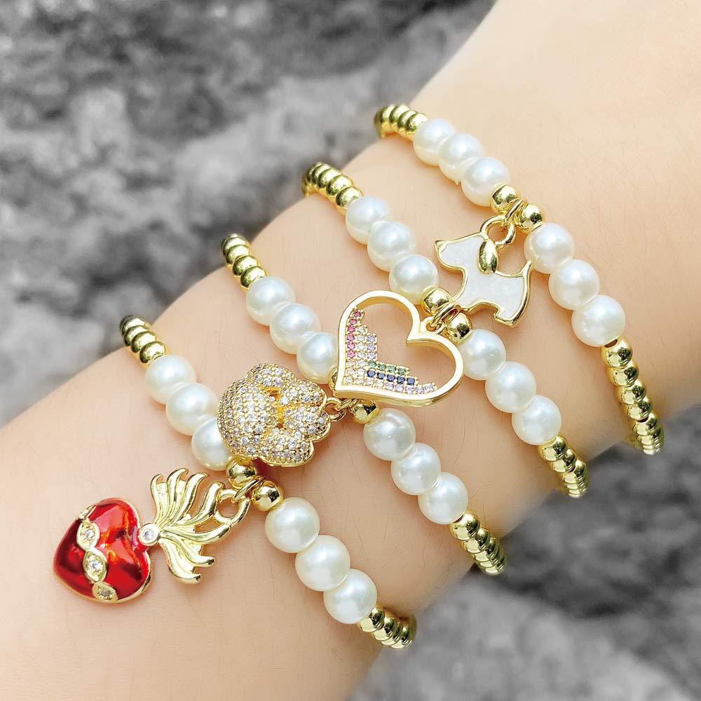 AS jewelry Europe and the United States hot selling pearl heart pendant bracelet female gold-plated zircon dog claw bracelet brb61