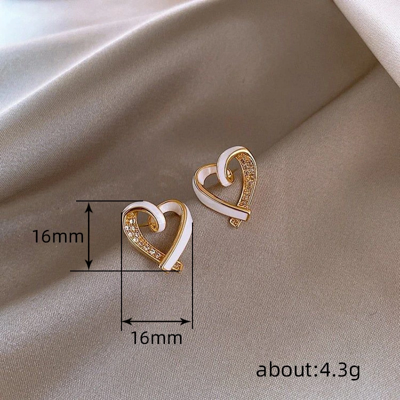 Autumn and winter unique love design earrings 2023 new glue zircon earrings heart-shaped daily commuting ears