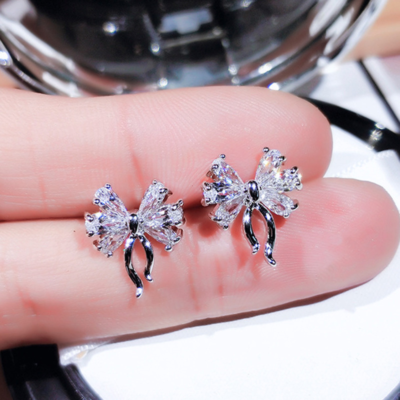 Creative ballet dancer earrings cute bow zircon earrings women 2022 new trendy earrings