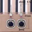 Light luxury lady style geometric earrings fashionable autumn and winter style royal blue zircon earrings round face slimming earrings