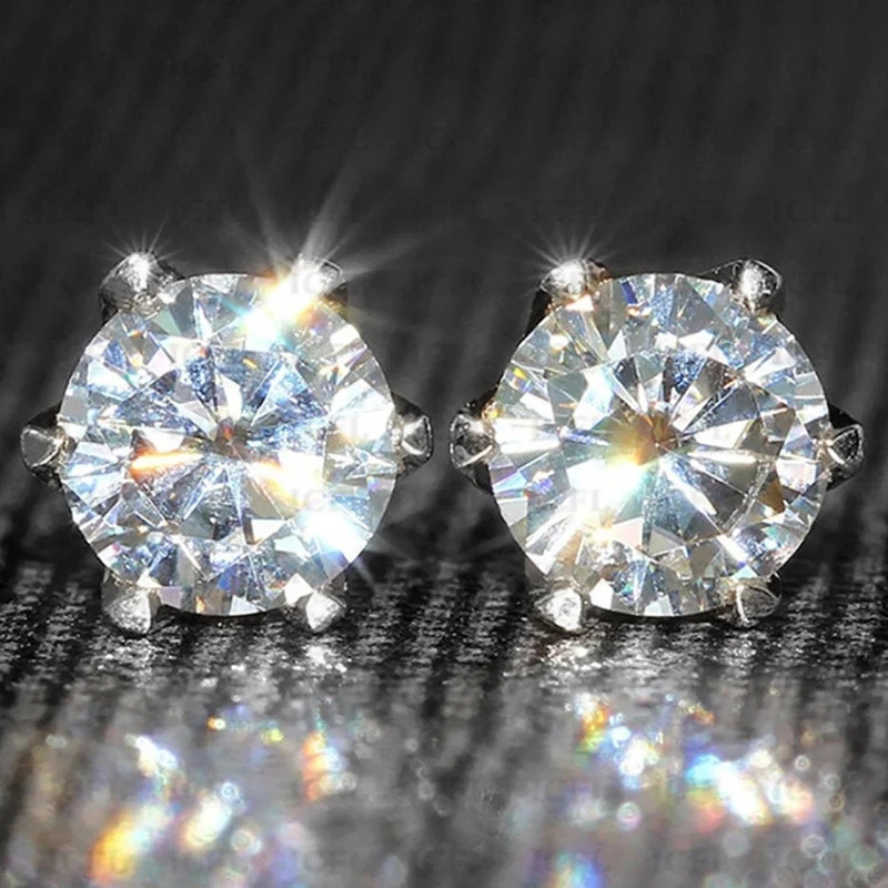 Hot selling classic six-claw colorful zircon earrings for men and women, mini colored gemstone earrings