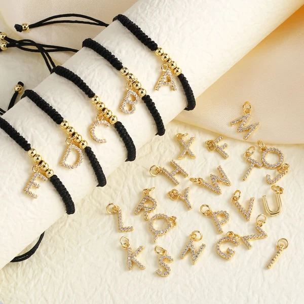 AS jewelry European and American new black bracelet 26 English letters pendant bracelet hand jewelry bra13