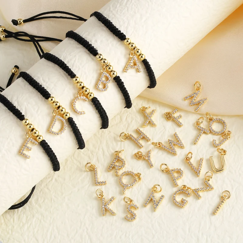 AS jewelry European and American new black bracelet 26 English letters pendant bracelet hand jewelry bra13