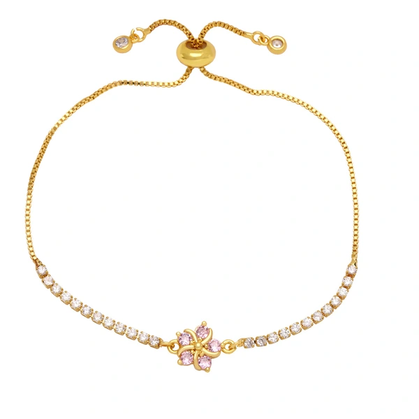 European and American braided color bracelet hand jewelry multi-color flower zircon bracelet adjustable pull bracelet brh84