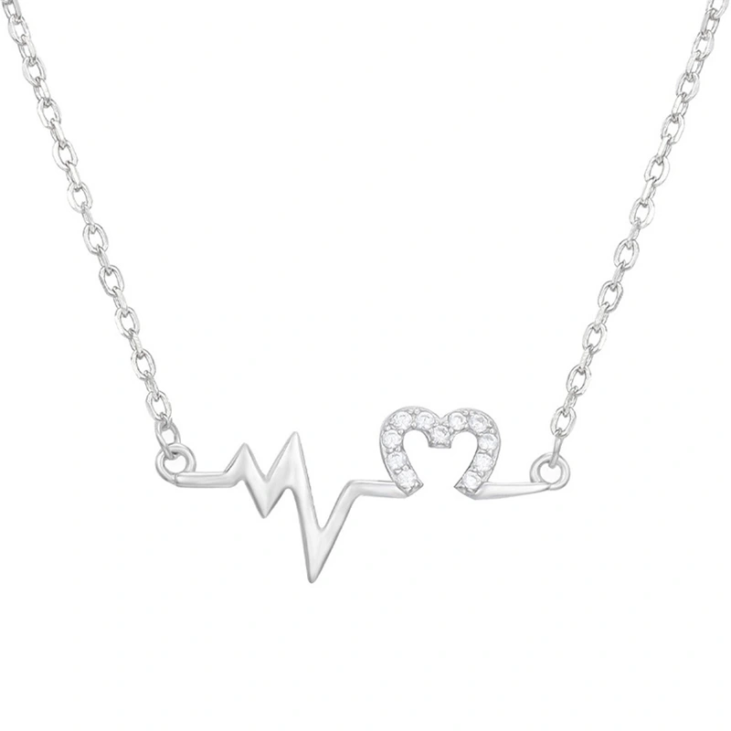 Hollow love necklace for women, creative electrocardiogram clavicle necklace, trendy internet celebrity heartbeat necklace, hot sale