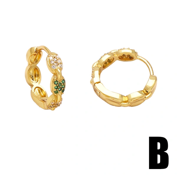 European and American fashion simple inlaid colored zircon earrings female niche design high-end mushroom earrings erq21