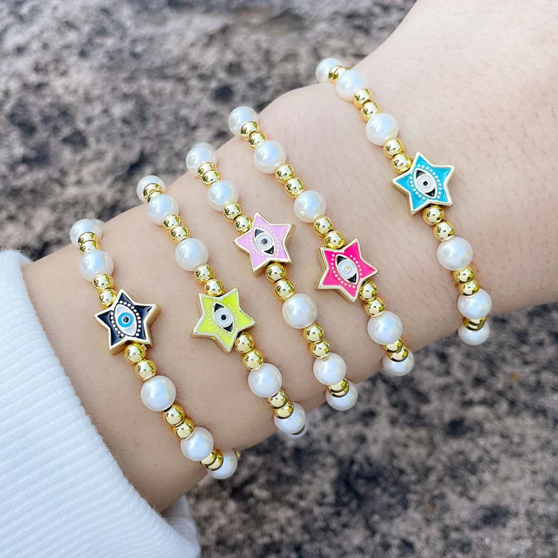 Clearance European and American trendy five-pointed star devil's eye bracelet niche Internet celebrity fashion bracelet bre79