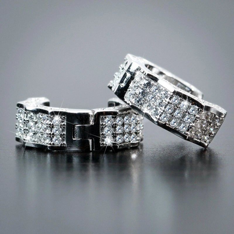  Unisex earrings hip-hop style slightly inlaid with diamonds and zircon earrings popular in Europe and America street fashion earrings