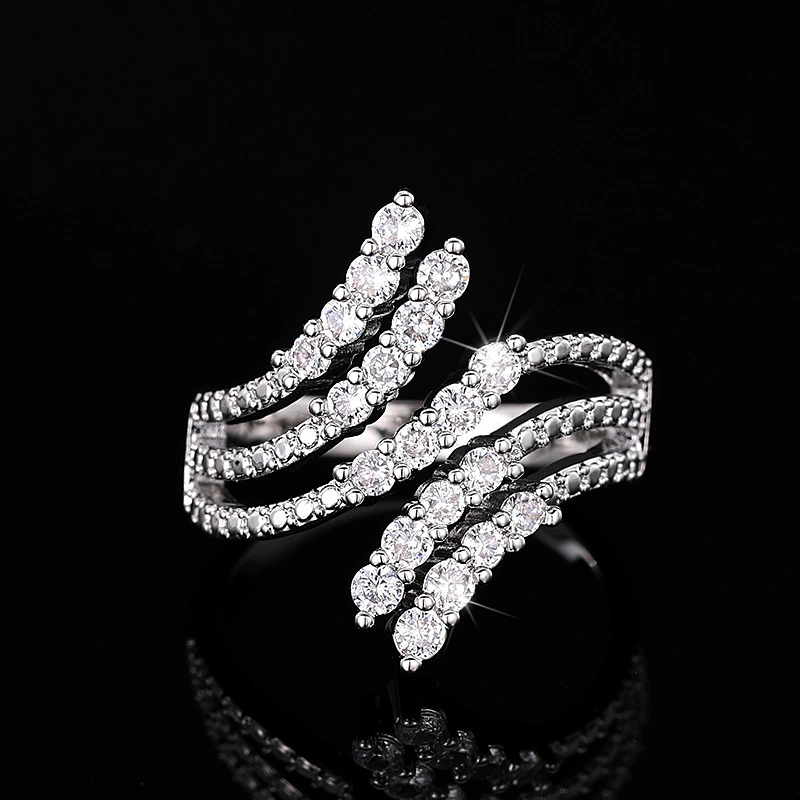 Hot ring geometric swing arm design sense hand jewelry fashionable multi-layer light luxury ring