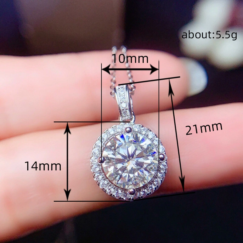  Korean exquisite imitation moissanite necklace super flash round live broadcast hot pendant simple light luxury women's necklace