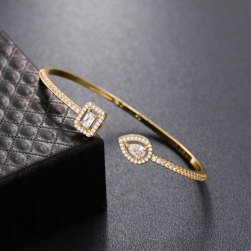 Open bracelet trend brass zircon bracelet temperament Korean style simple banquet hand jewelry gift wholesale