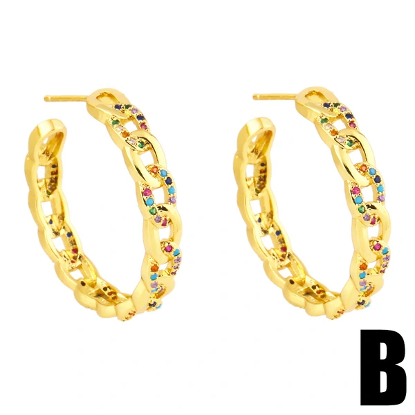 Clearance European and American earrings personality exaggerated large circle chain earrings street shot diamond earrings ery62