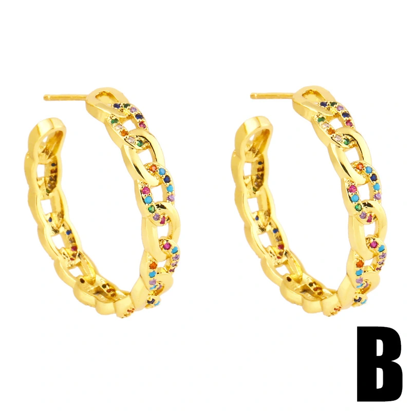 Clearance European and American earrings personality exaggerated large circle chain earrings street shot diamond earrings ery62