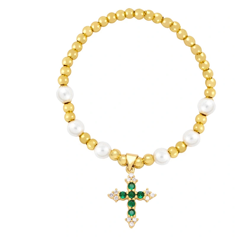 Clearance high-end cross pendant bracelet beaded pearl bracelet female niche girlfriends hand jewelry wholesale brj82