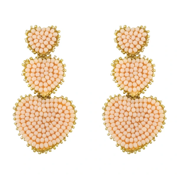 European and American new earrings trend street fashion earrings bohemian style creative rice bead heart earrings erw94