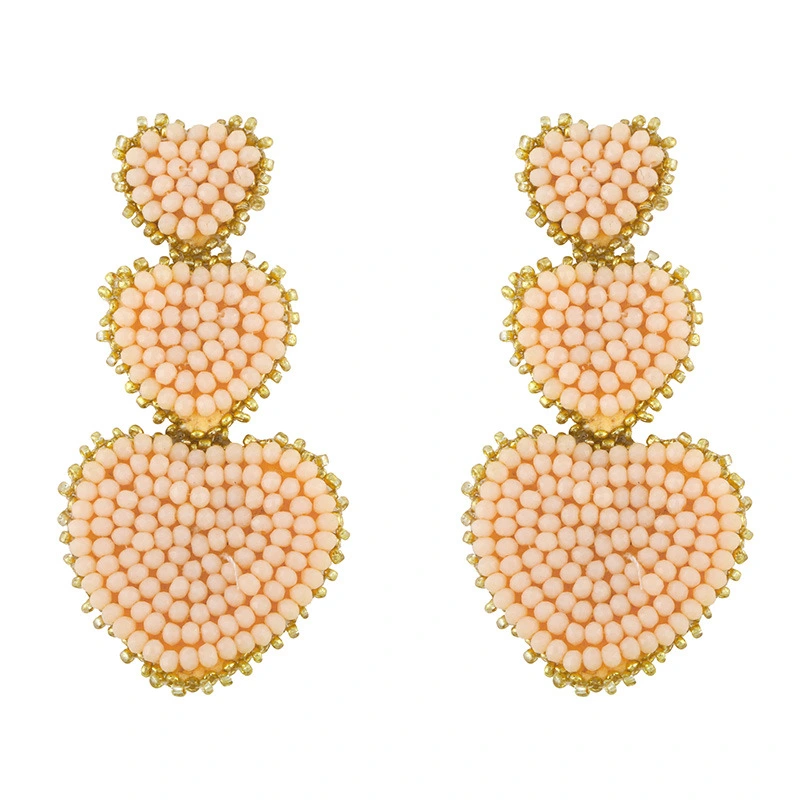 European and American new earrings trend street fashion earrings bohemian style creative rice bead heart earrings erw94