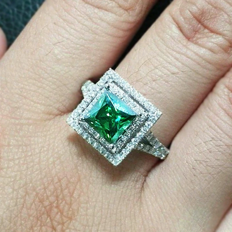  Light luxury inlaid zircon ring female European and American engagement party jewelry elegant temperament popular ring